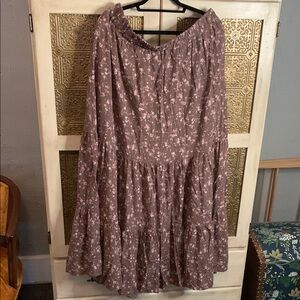 ARULA Brown Floral Tiered Midi Skirt for Casual Resort Wear